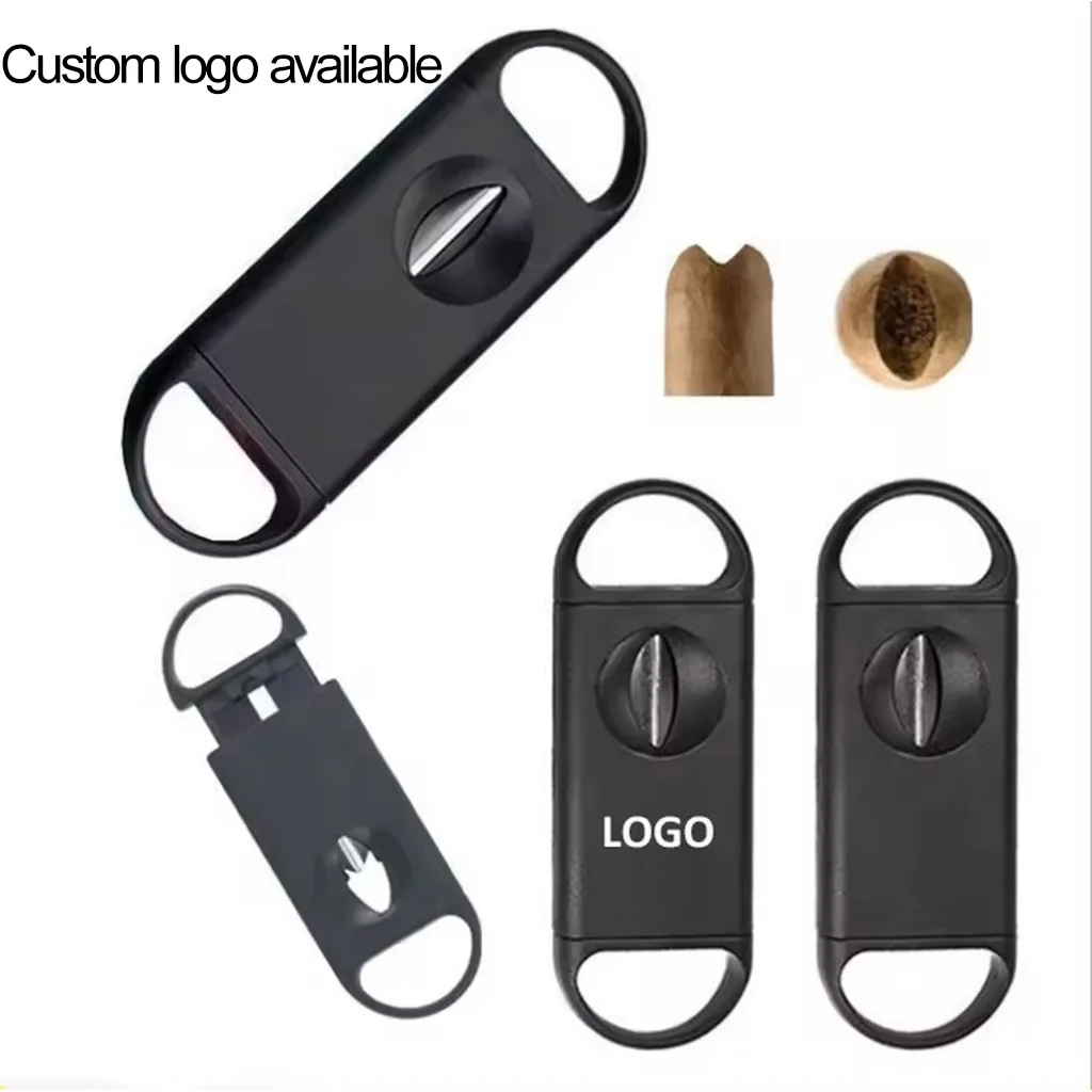 Hot plastic cheap single blade custom logo novelty premium gift metal luxury customized v cut guillotine cigar scissor cutter