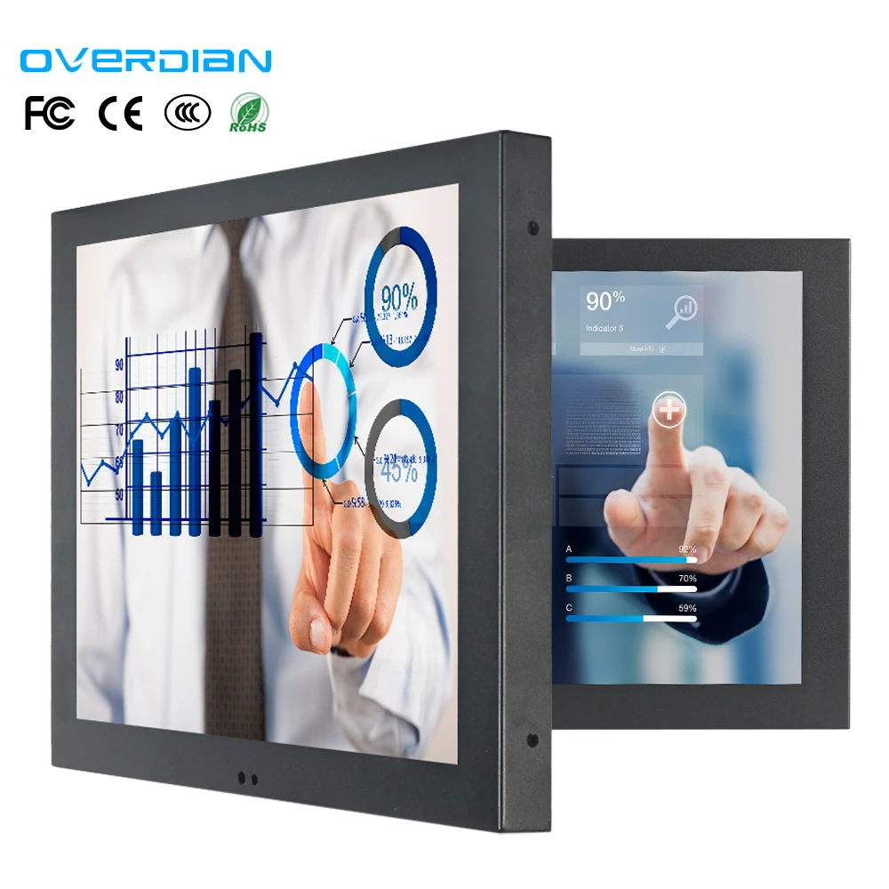 14 дюймов промышленные мониторы встроенный VGA конвертер ТВ портов сенсорный экран панель 1366*768 для отображения рекламы