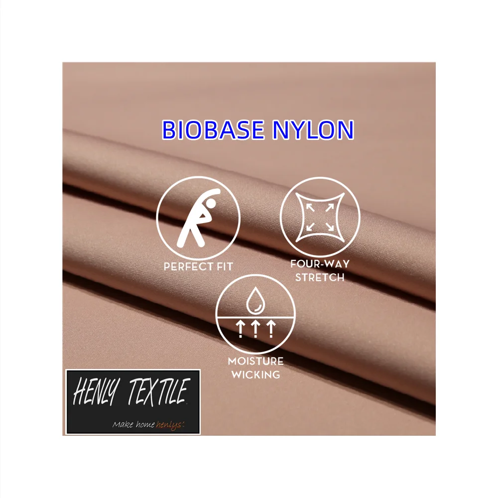 HT220493 65%BIO BASE NYLON 35%SPANDEX 248GSM KNITTED INTERLOCK FABRIC FOR COMPRESSION CLOTHING