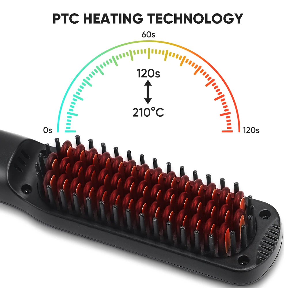 New Design Anti Scald 2 In 1 Portable Men Beard Comb Electric Mini Portable Custom Hair Straightener Brush Comb For Hair Care