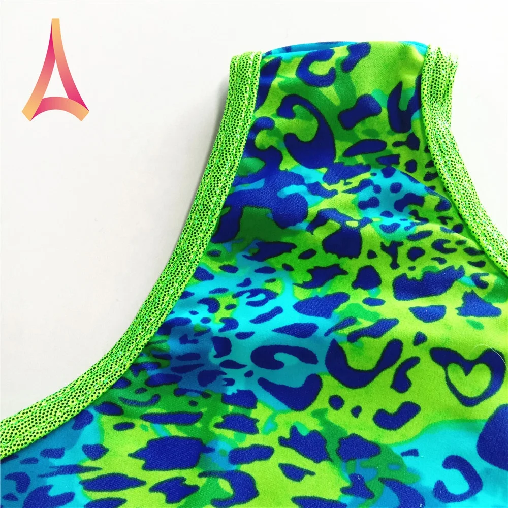 Рекламная акция Детские гимнастические трико из нейлона и спандекса с изветочным синим леопардовым принтом