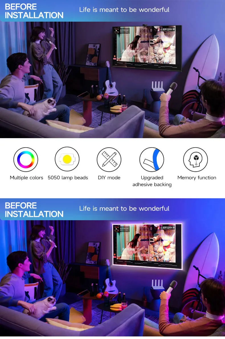 New design smart bluetooth control flexible led strip light SMD5050 30lamps rgb 5v 5m Color Changing Led Light Strip for Bedroom