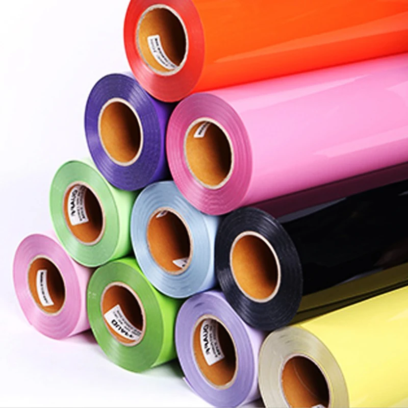 Permanent Adhesive Bright Color Pu Film Roll Heat Transfer Paper Vinyl  For Clothing