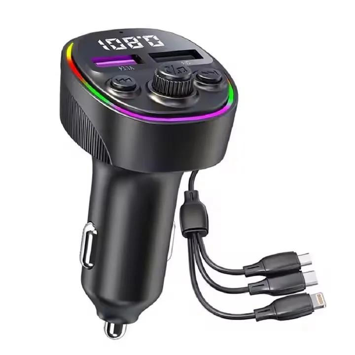 66W Fast Charge Blue-tooth FM Transmitter Car Charger Handsfree FM Modulator Wireless Transmitter with USB Car Charger