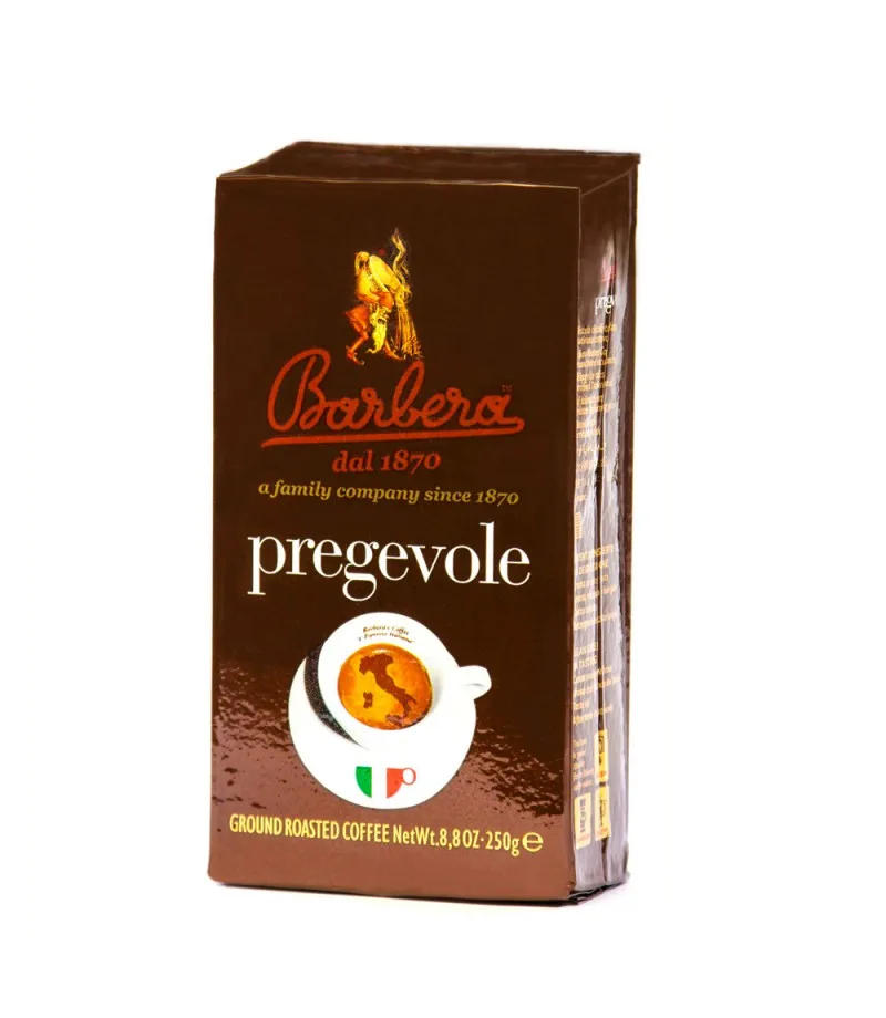 Pregevole 250Gr Italian Premium Arabica Medium Roast Ground Coffee Beans Grounds Manufacturer Private Label