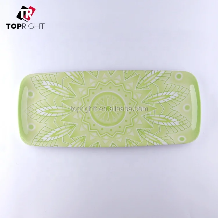 Custom high quality Print Blue Melamine Plastic Sweet Serving fruit snack Tray