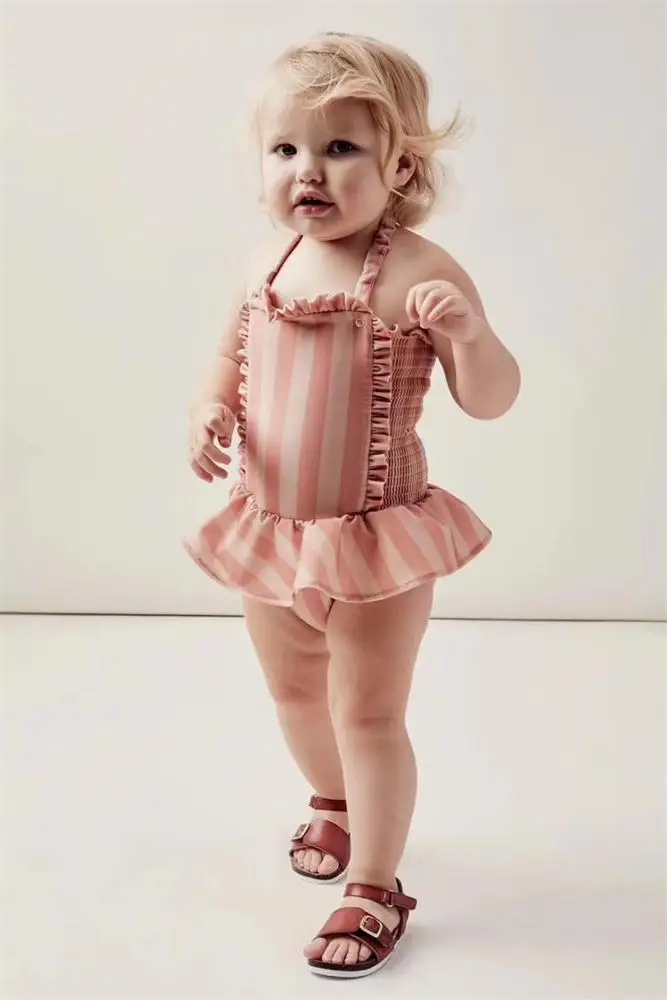 Lam pattern fabric  elegant ballet style bottom little baby girls modeling bathing suits for girls