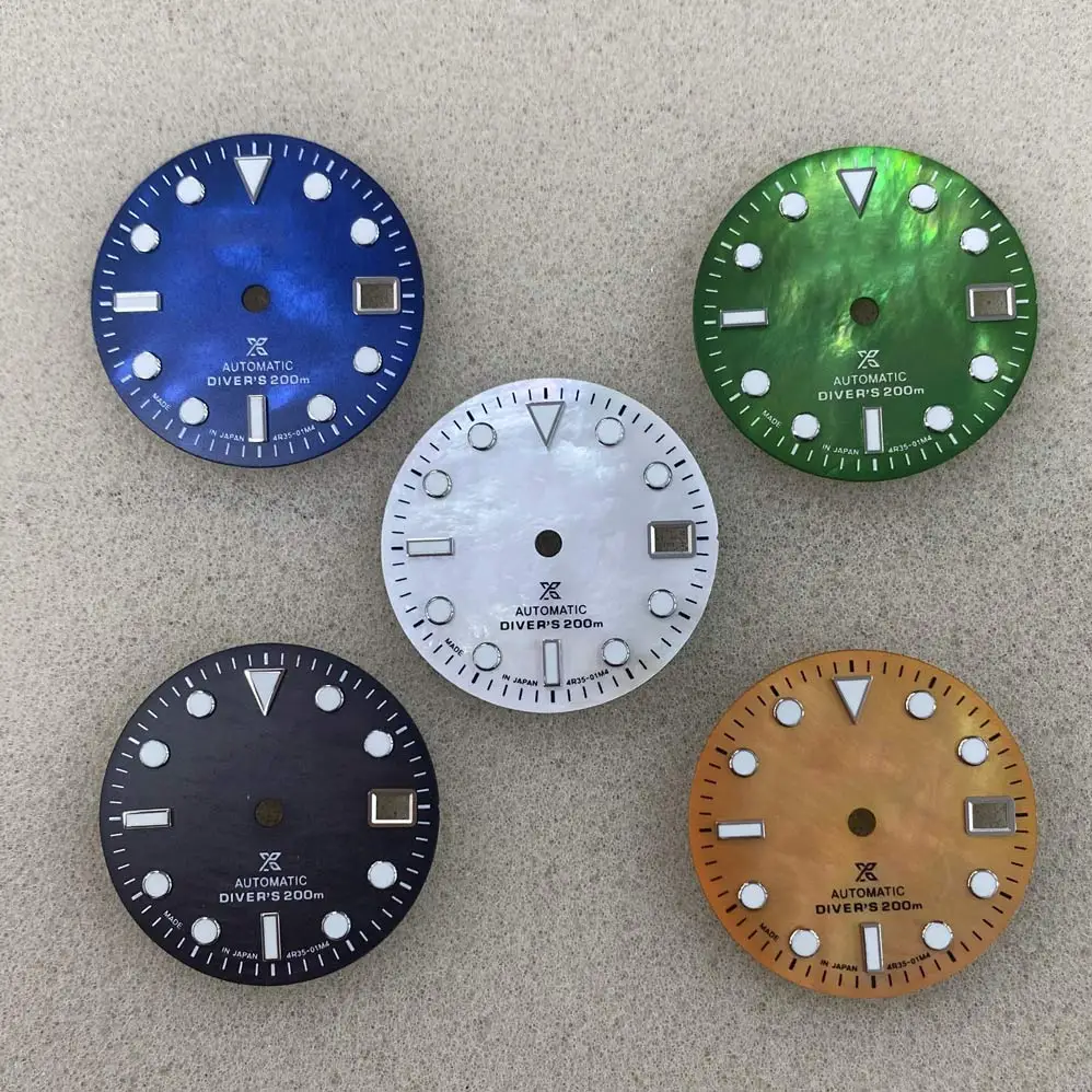 New watch shell dial 29mm watch dial Suitable for Japanese NH35 / 4R36 movement green luminous  F2