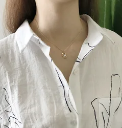Light Luxury S925 Silver Irregular Pearl Necklaces Sterling Geometric Pendant Necklace For