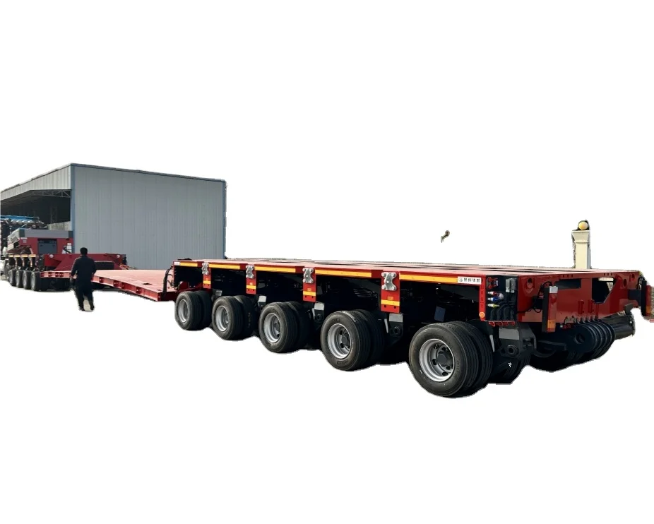 China Manufacturer 3 5 8Axle Axles 200 400 Tons Gooseneck Flatbed Semi Trailer Vehicle Heavy Truck Lowbed Truck Trailer