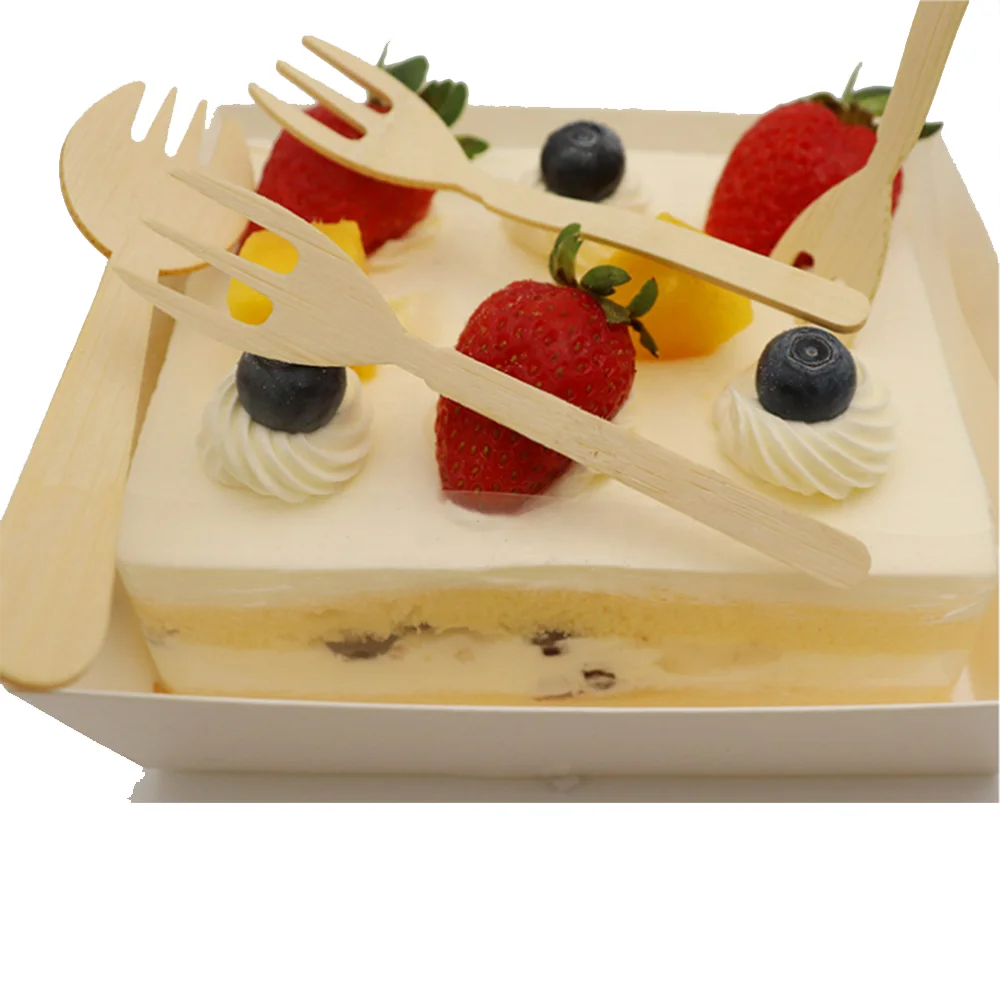 Disposable Bamboo Fork Spoon Knife Set Wrapped Bulk Kitchen Small Cutlery