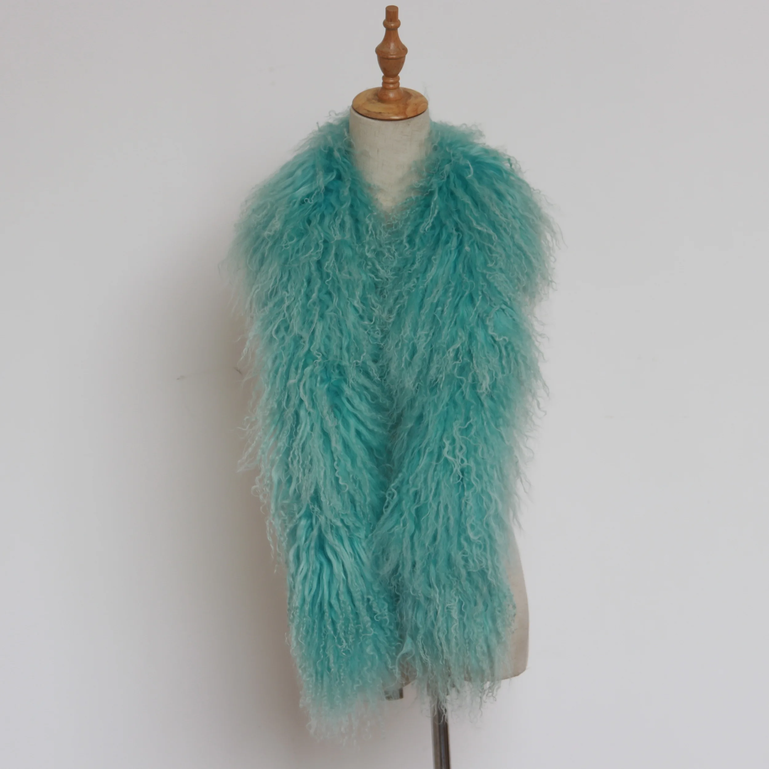 Classic Vintage Warm Neck Wrap Custom Fluffy 15x120cm Genuine Tibetan Sheepskin Wool Boa Scarves For Girls Lady