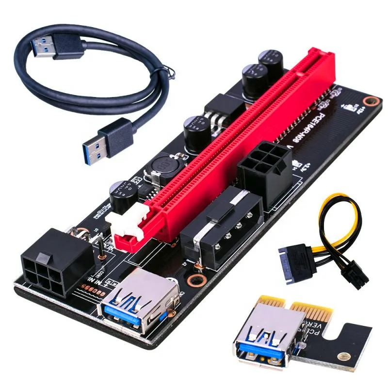  60 см 009S Райзер 6Pin 4Pin PCI-E 1X до 16X карта расширения PCI Express X16 графическая адаптер GPU в