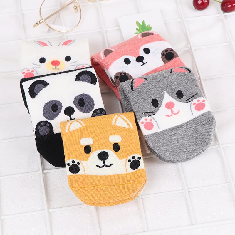 Wholesale Spring Autumn Cotton Fashion Cartoon Animal Short Cute Dog Teen Tube Ankle Socks for Women Girls