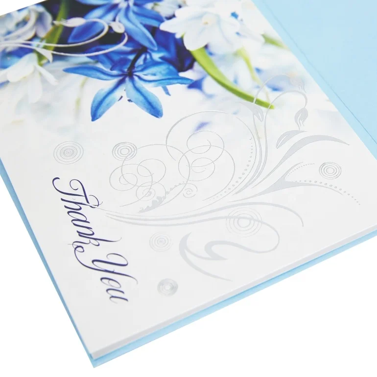 
Beautiful Blooming Blue Flowers Thank You Cards, Custom Printing Boxed Greeting Cards with Envelopes 