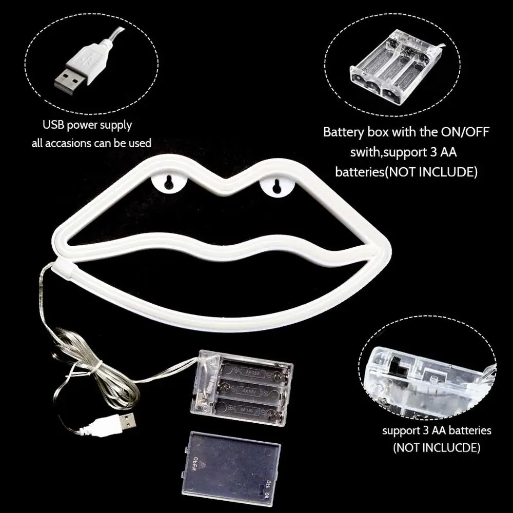 Red lips hot romantic flexible custom acrylic led neon light sign