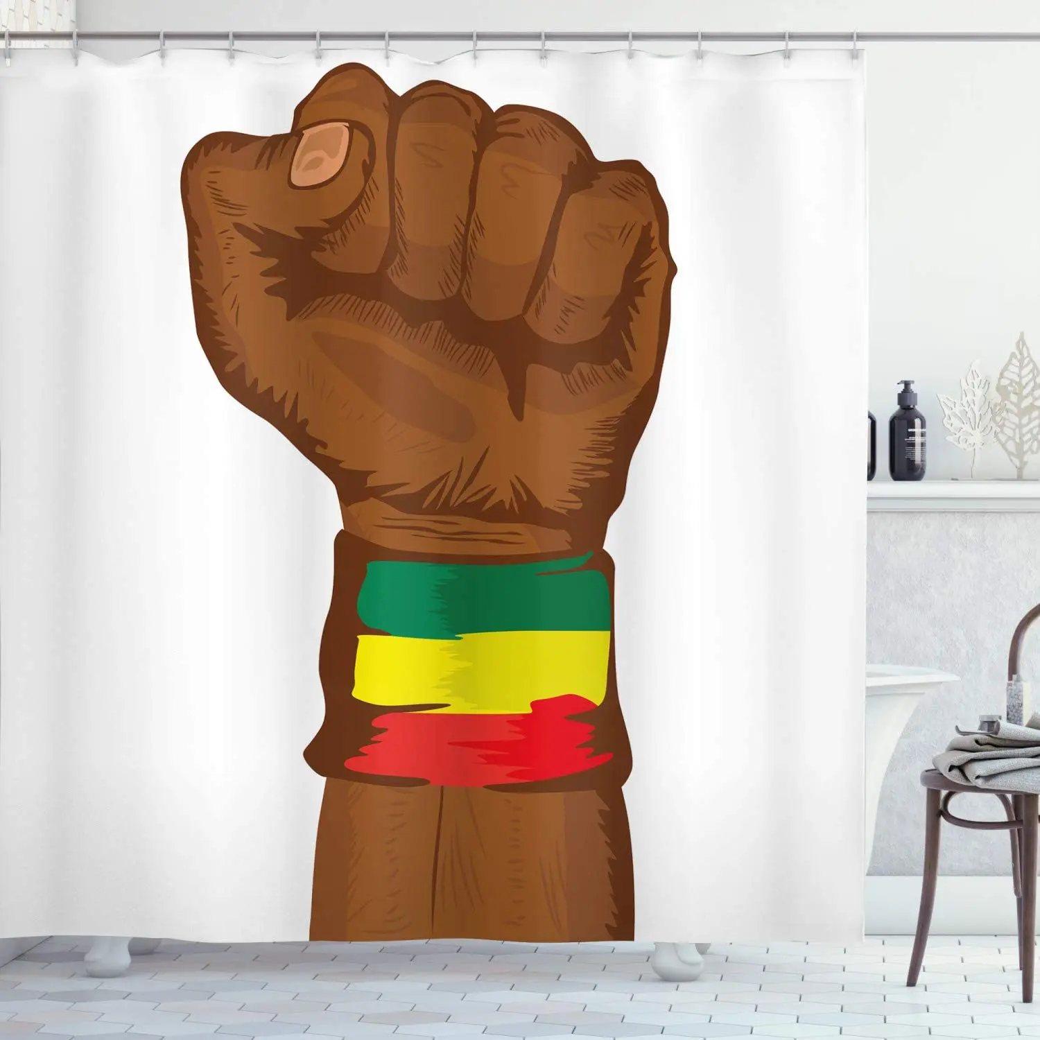Eco-Friendly Durable Waterproof Ethiopian Flag Shower Curtains Shower Room Curtain Home Bath Curtain Sets