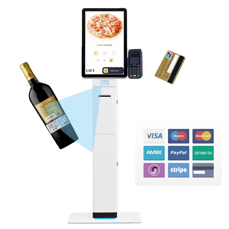 Fast Food Self-Service Ordering Kiosk Floor Stand Ticket Vending Payment Machine SDK Touch Screen Self Checkout Kiosk