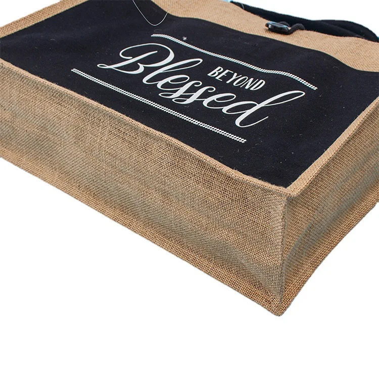 Custom Printed Burlap Handbag Eco Reusable Shopping Jute Tote Bag Jute Tote Bag