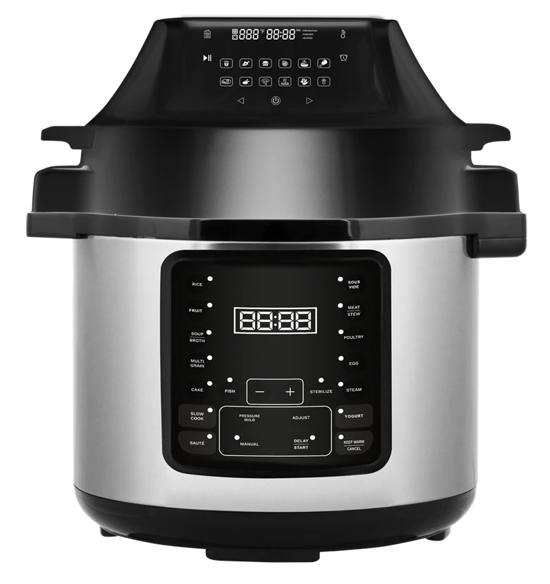 High Quality All-in-1 Pressure Cooker and Air Fryer With Dual Lid, Slow Cooker and More, Digital Touch Display, 6L Capacity