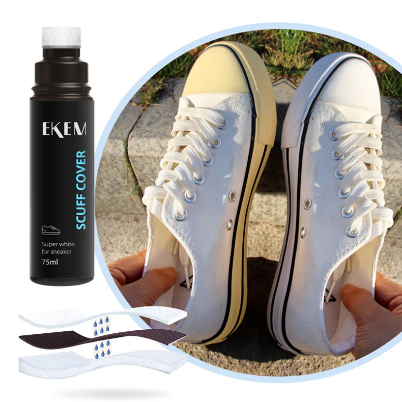 EKEM Premium Shoe Whitener White Acrylic Paint Scuff Cover to Whiten Leather Sneakers Shoes White Polish Cover to Repair Marks