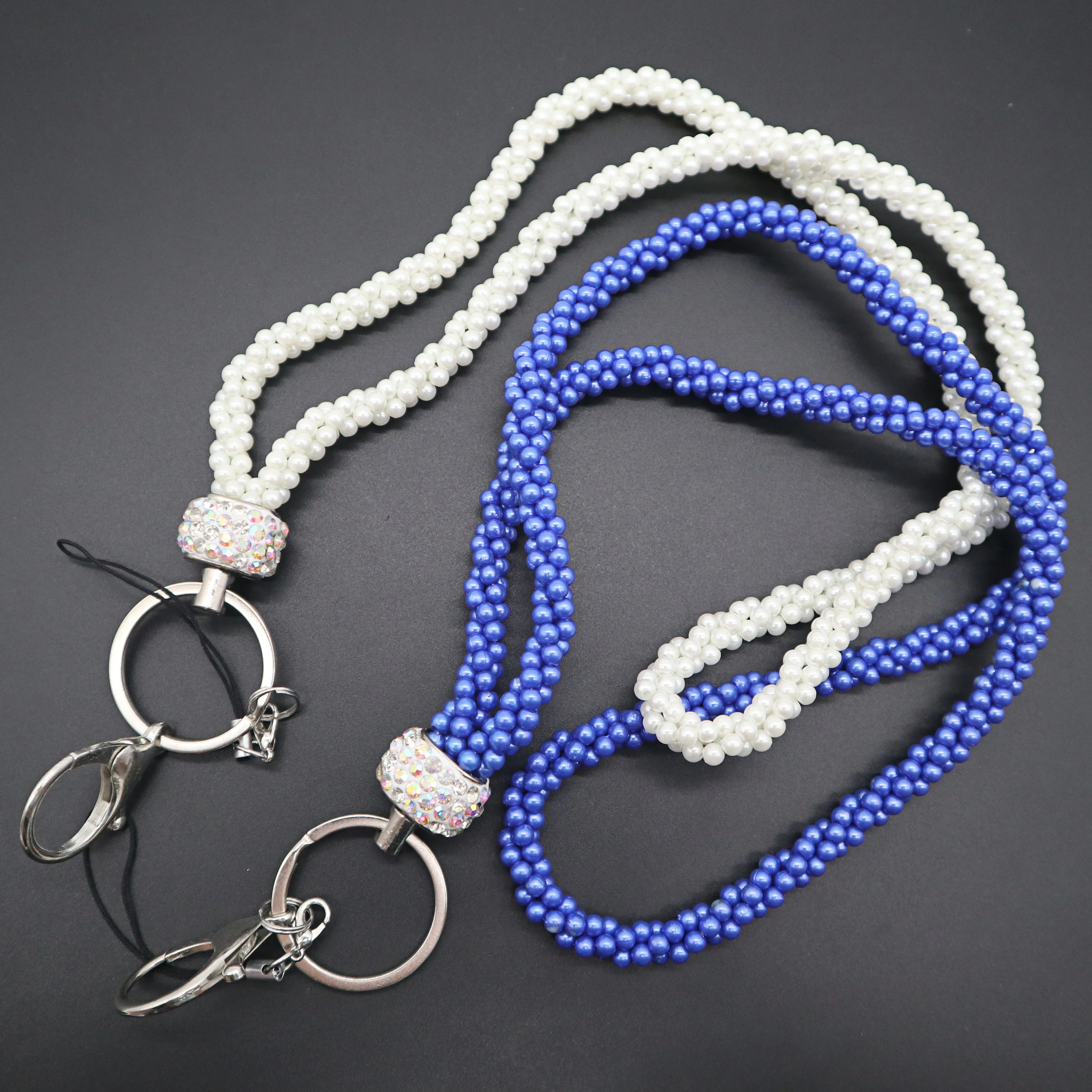 Royal blue strap lanyard bead lanyard for mobile phone chain teacher  Pearl Lanyard