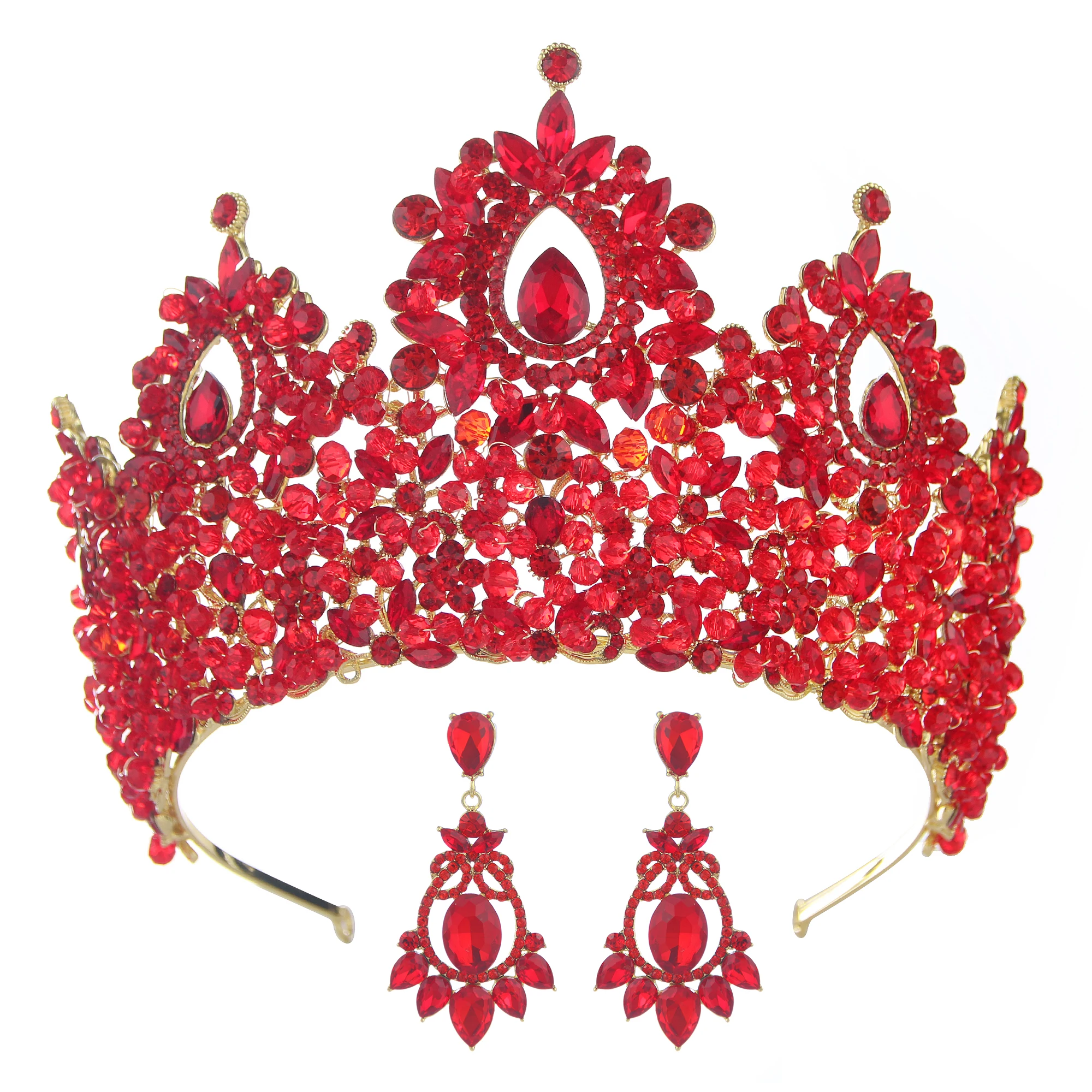 Real Princess Tiaras and Crowns Kids Luxury Snowflake Rhinestone Pink Corona Tiara and Earring Sets