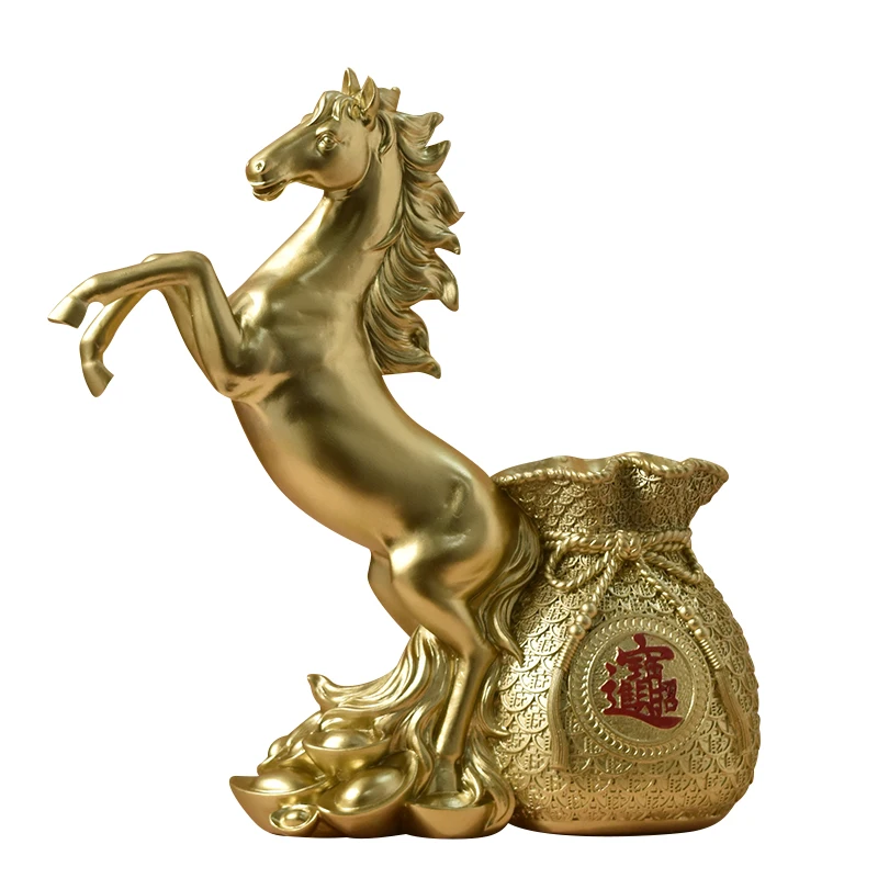 Home Decoration Steed Horse Blessing Bag Flower Vase Gift Bag Living Room Tv Cabinet Office Good Luck Resin Craft Flowerpot