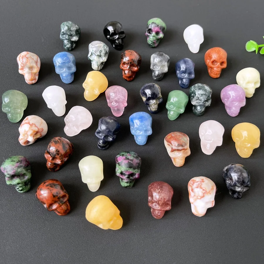2.5cm Rose Quartz Skulls Crystal Healing Stones Crystal Crafts Holiday Gift Human Skulls Statue Meditation Stone