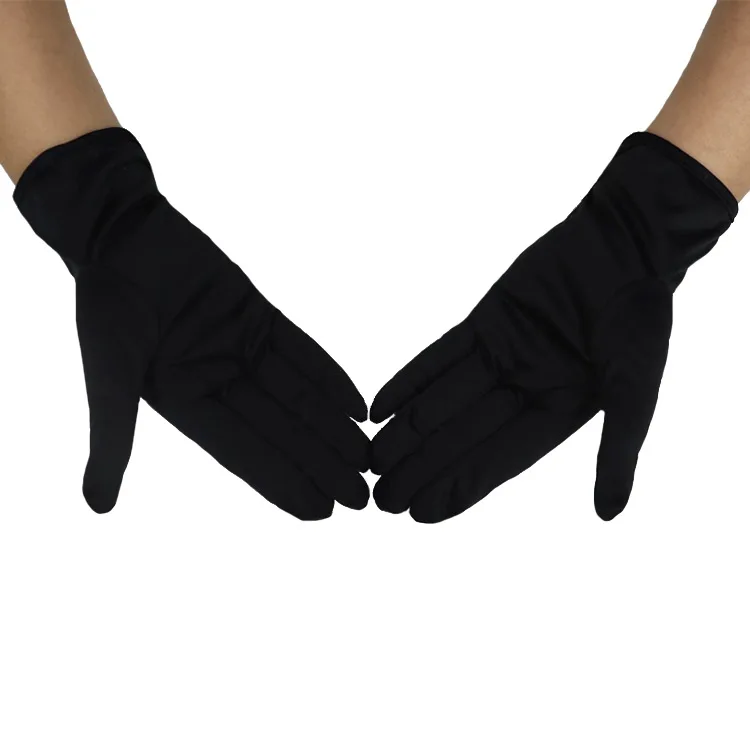 custom logo premium non dusting jewellery black microfiber cloth hand gloves for women jewelry watch handler cleaning polishing