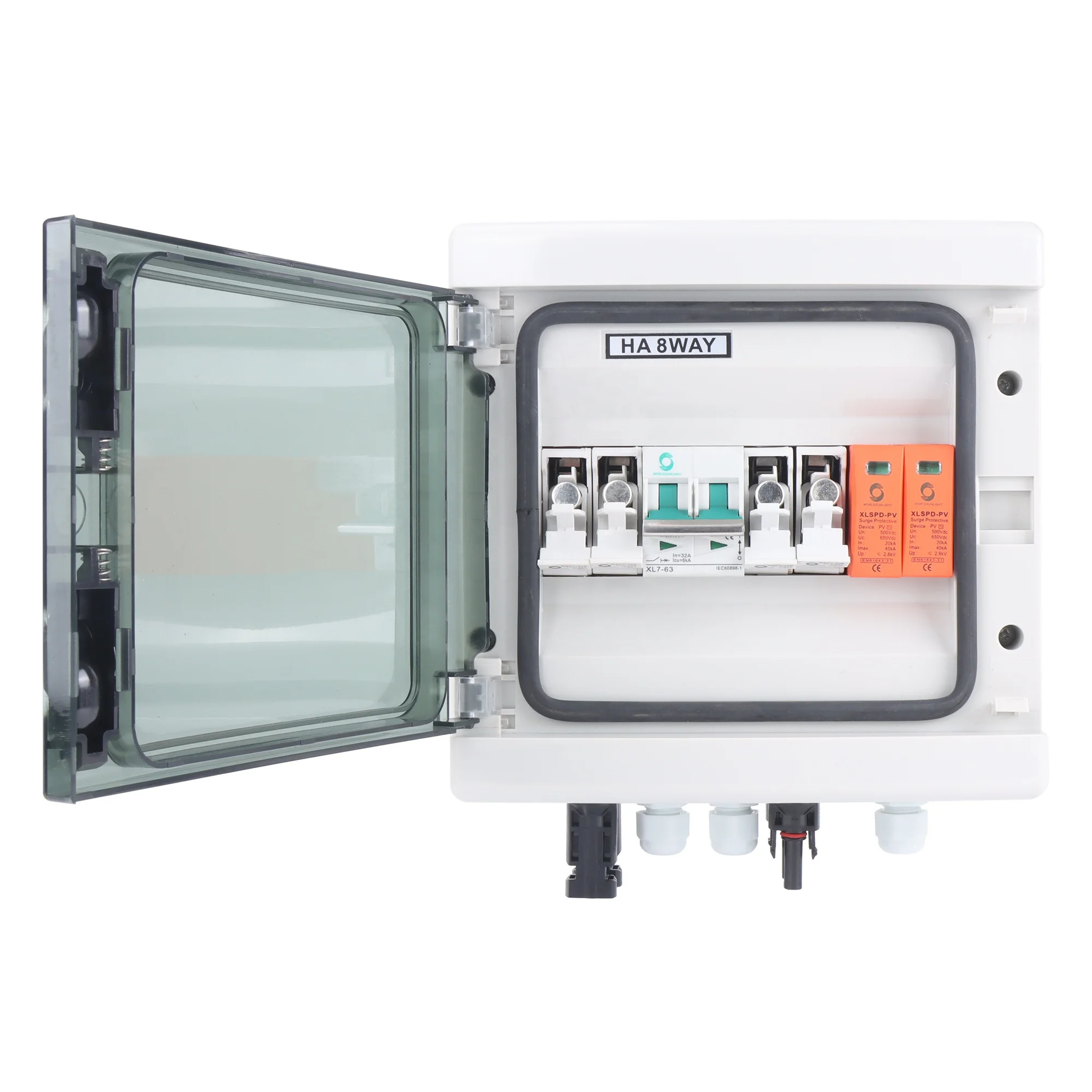 CE WSDB-PV2/1 500V 600V 2 Input 1 Output 2 String 15A 16A For Off Grid Energy System Photovoltaic Array Solar PV DC Combiner Box