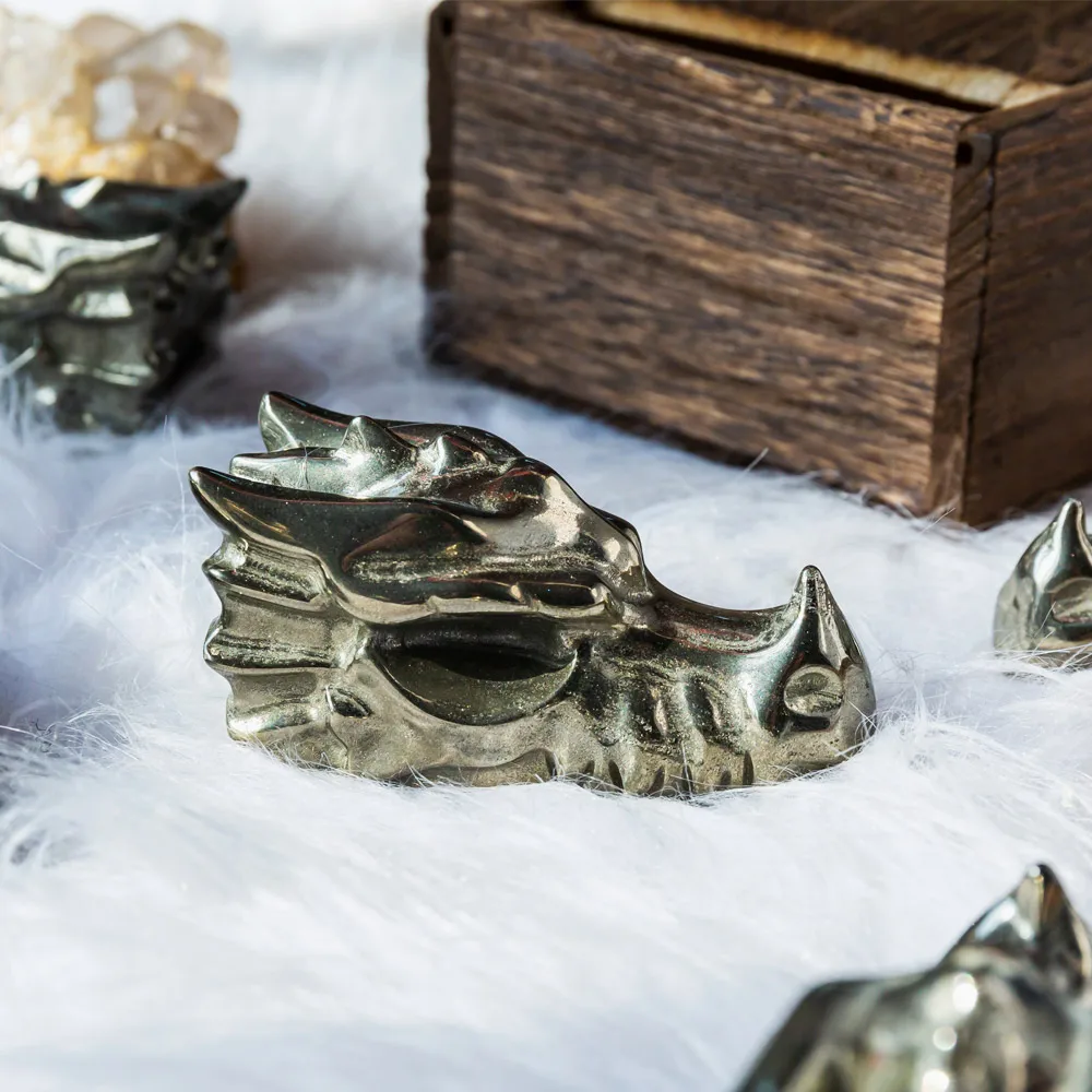 Wholesale Polished Pyrite Dragon Head Healing Nature Crafts Crystals