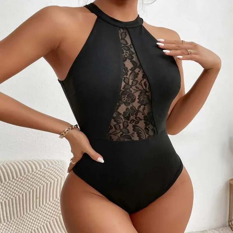 Custom Spring Outfit Striped Knit Loose V-neck Long Sleeve Jumpsuit Sexy Club Skinny Solid Rib Bodysuit for Women