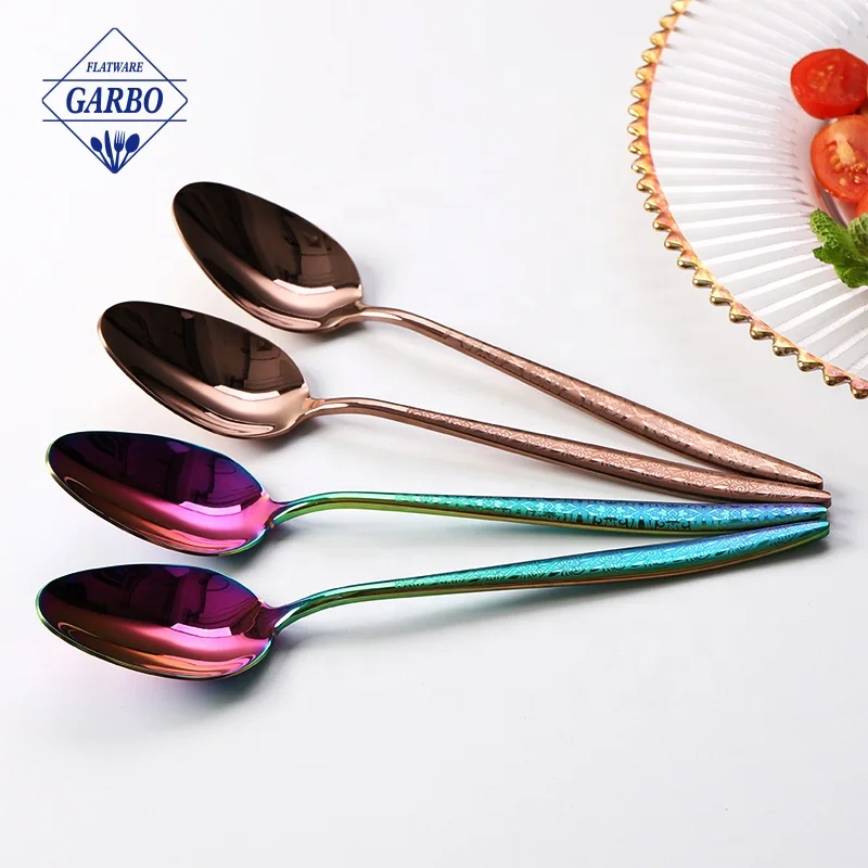 Espresso Spoons Rainbow Cute Small Coffee Spoons 18/10 Stainless Steel Rose Gold Demitasse Spoons for Tea Dessert Appetizer