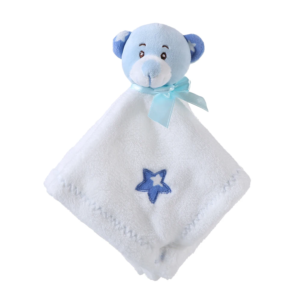 100% Cotton Personalized Newborn Cute Plush Teddy Bear Baby Security Blanket