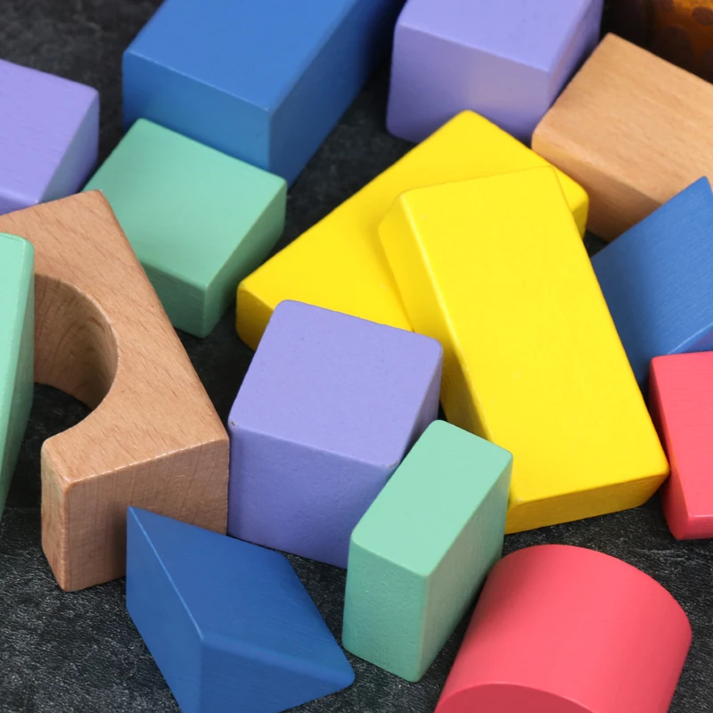 Learning Game Family Creative Wooden Rainbow Montessori Early Education Kids Stacker Brick Building Blocks magnetic