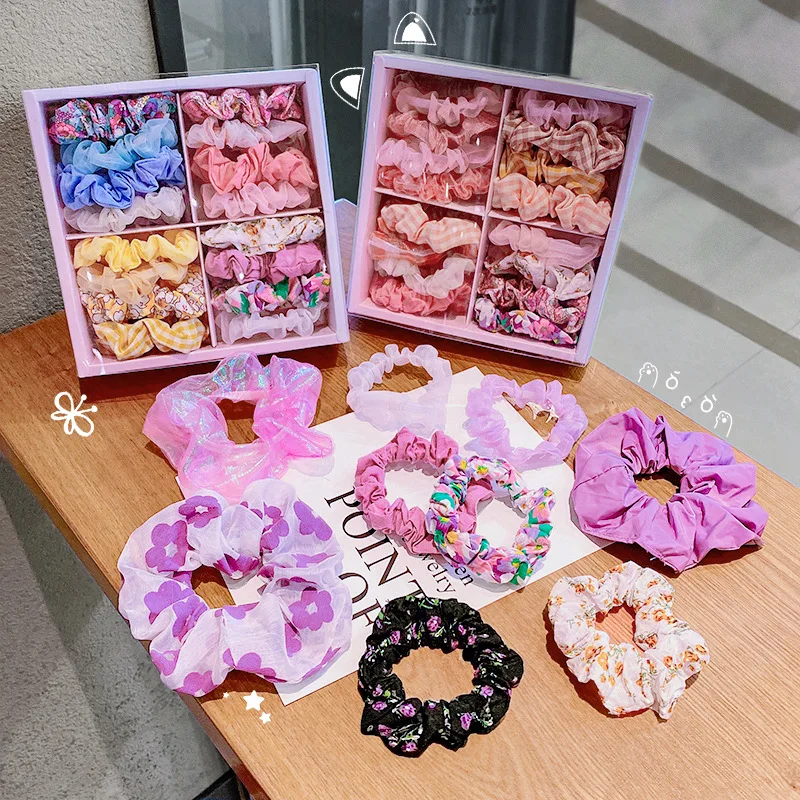 20 Pieces In One Box New Women Elastic Hair Ties ponytail Holder Real chiffon Scrunchies Set