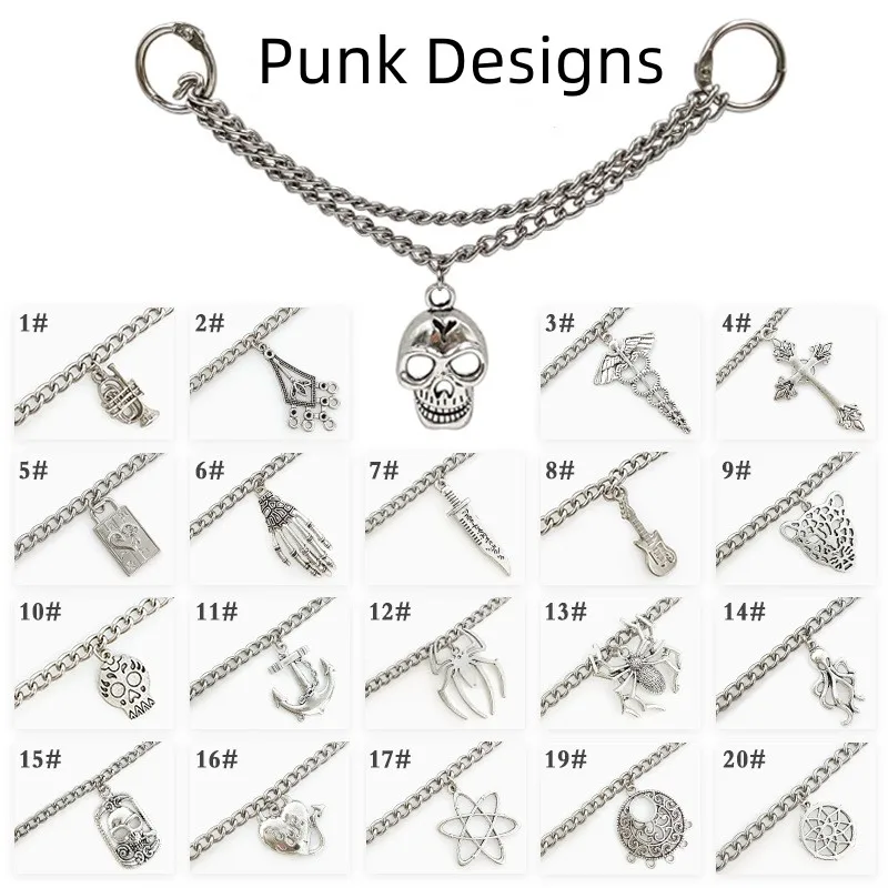 Punk Metal Silver Bling Shoe Chain Charms Shoestrings Ornament Shoelaces Chains Charms DIY Af1 Sneakers Shoes Canvas shoes