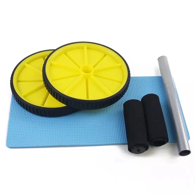 Wholesale stainless iron pipe AB wheel roller  abdominal wheel roller for muscle training