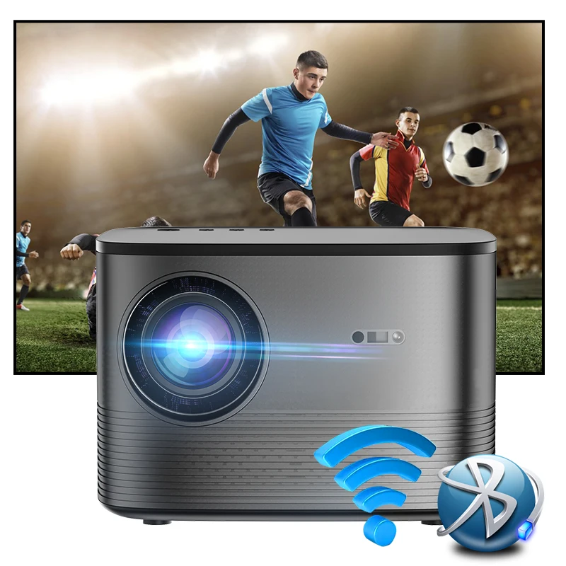 new portable Android TV 10.0 video 1080p projector F18 7500 lumens FHD 4K supported movie projector