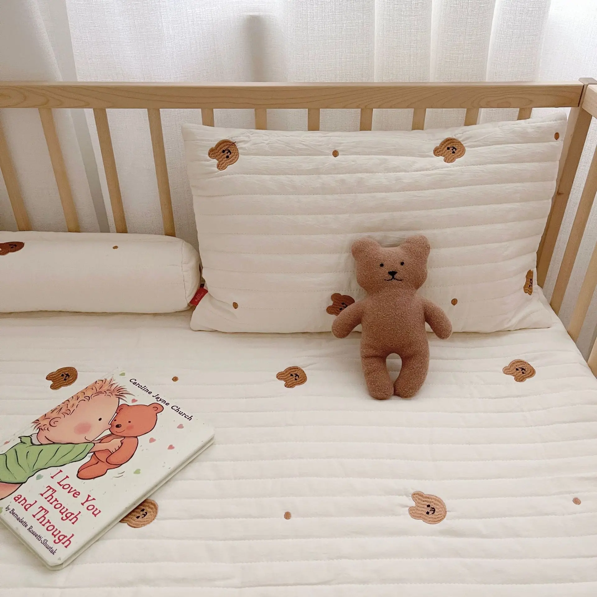 3 Piece Crib Bedding Set Includes Baby Pillow Cotton Mattress Protector Crib Sheet Nursery Bedding Set For Boys Girls