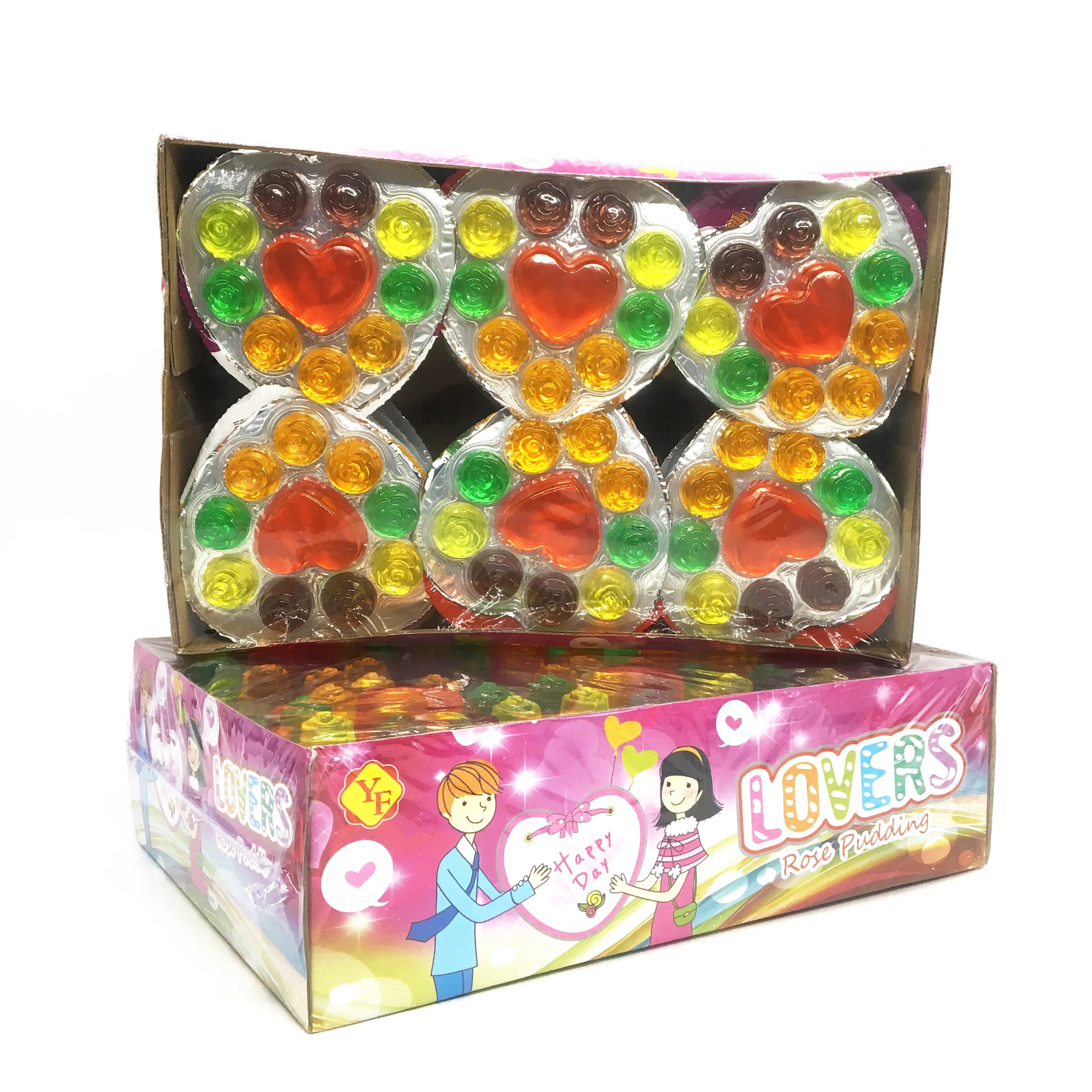 
Heart Rose Shape Jelly 35 g Mixed Fruit Flavor Jelly Pudding Candy in Box 