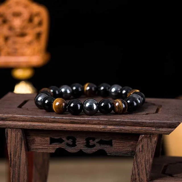 Fashion Jewelry Triple Protection Men Magnetic Hematite Natural Tiger Eye Stone Agate Bead Unique Design Handmade Bracelet Women
