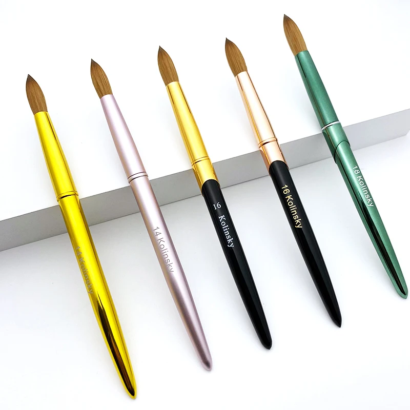 Available USA High Quality Nail Kolinsky Acrylic Brush 16 18 Fluffy Nail Brush Acrylic Powder Application
