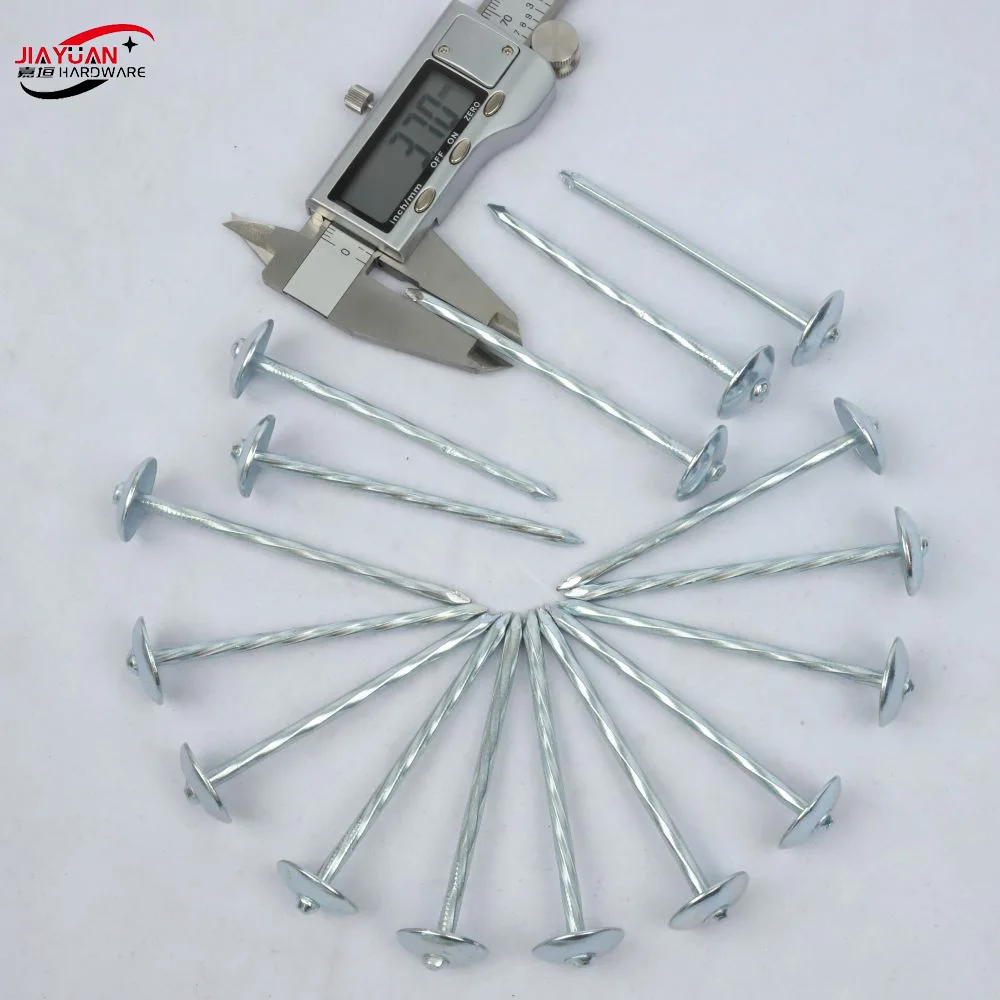 Africa market Good price Galvanized umbrella nail 60mm 70mm 80mm  smooth  twist shank roofing  cap roof nail 2.5inch 3inch 4inch