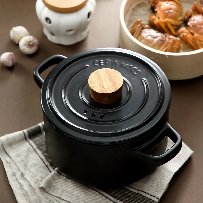 Ceramic Steamer Casserole Open Flame High Temperature Resistant Household Ceramic Pot for Porridge and Stew Ceramic Casserole