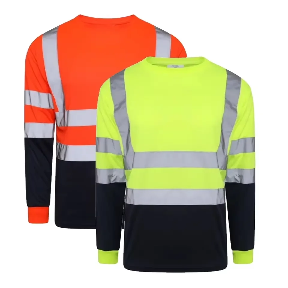 HBC Custom Long Sleeve Reflective Work Shirts for Construction Repair Auto Plant Factory Mining Safety Hi Vis Work Clothing