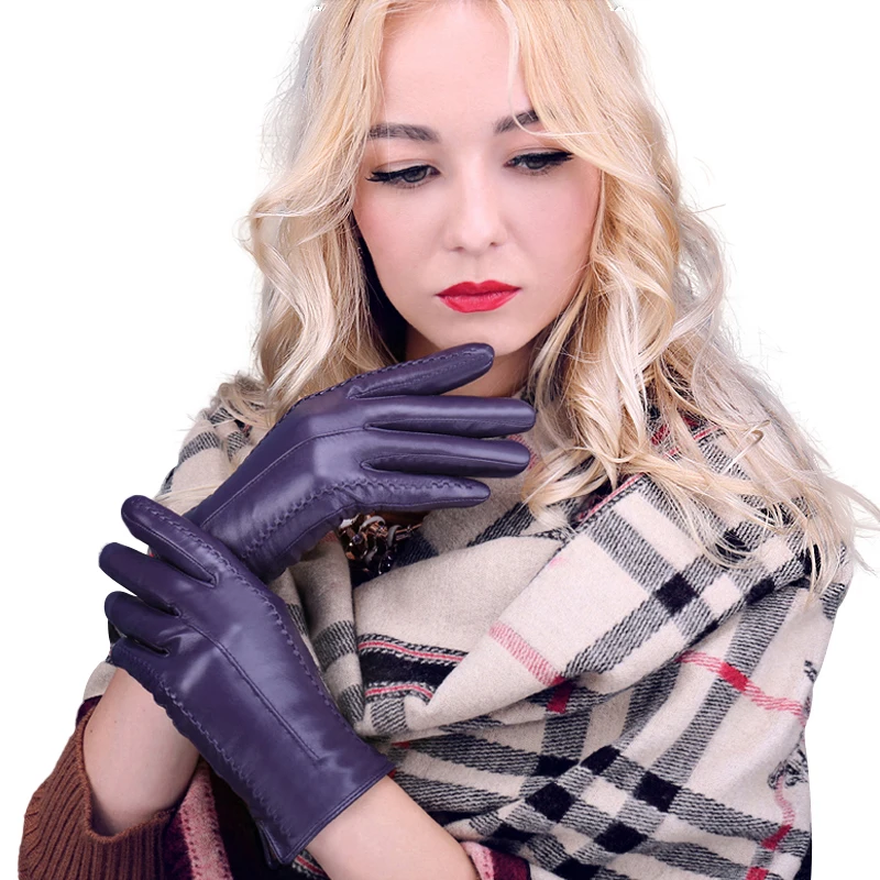 Beautiful Lambskin Winter Leather Gloves High Quality Wholesale Women Fashion Real Driving Gloves for ladies