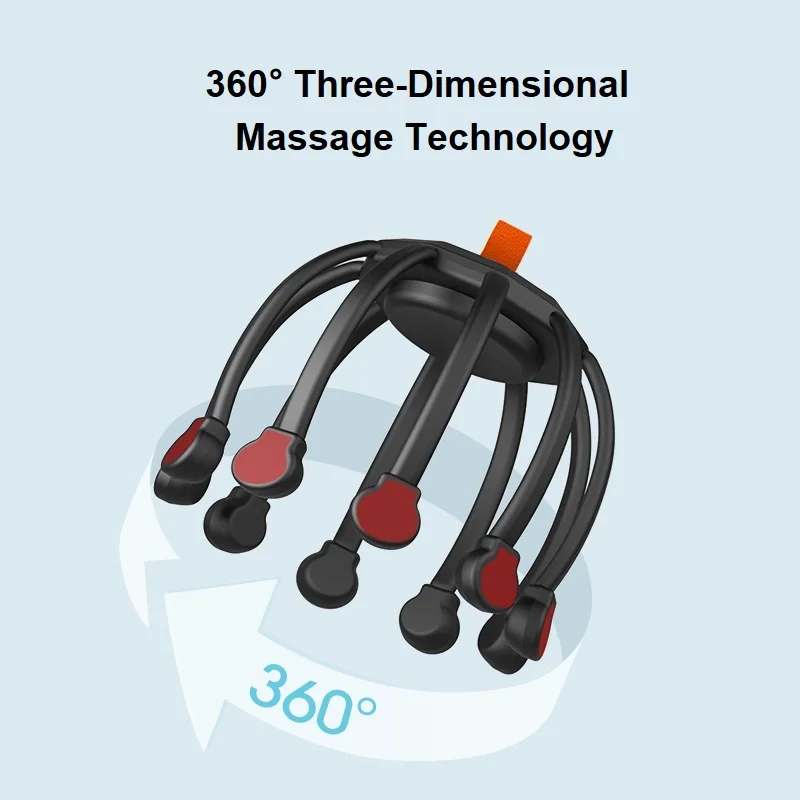 Electric Vibrating Head Massager Octopus Head Massager With 10 Individual Massage Head and 3 Modes to Release Pressure