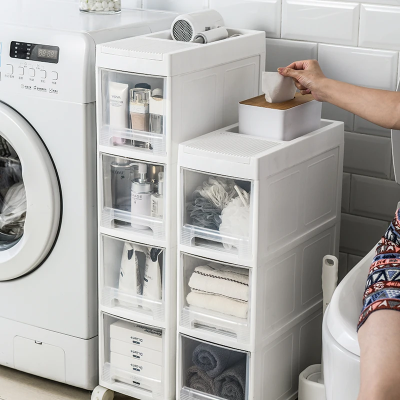 New Type Kitchen Bathroom Storage Rolling Utility Cart Tower Rack With Wheels Plastic Storage Drawers & Carts